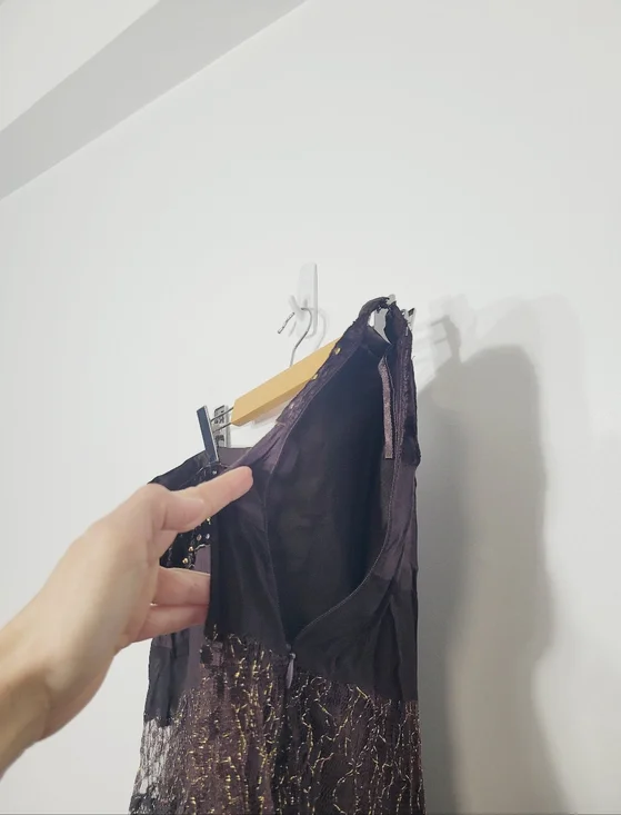 Le Chateau Vintage Brown Mix Media Lace Crashed Velvet Bohemian Zipper Side XL - Picture 10 of 15